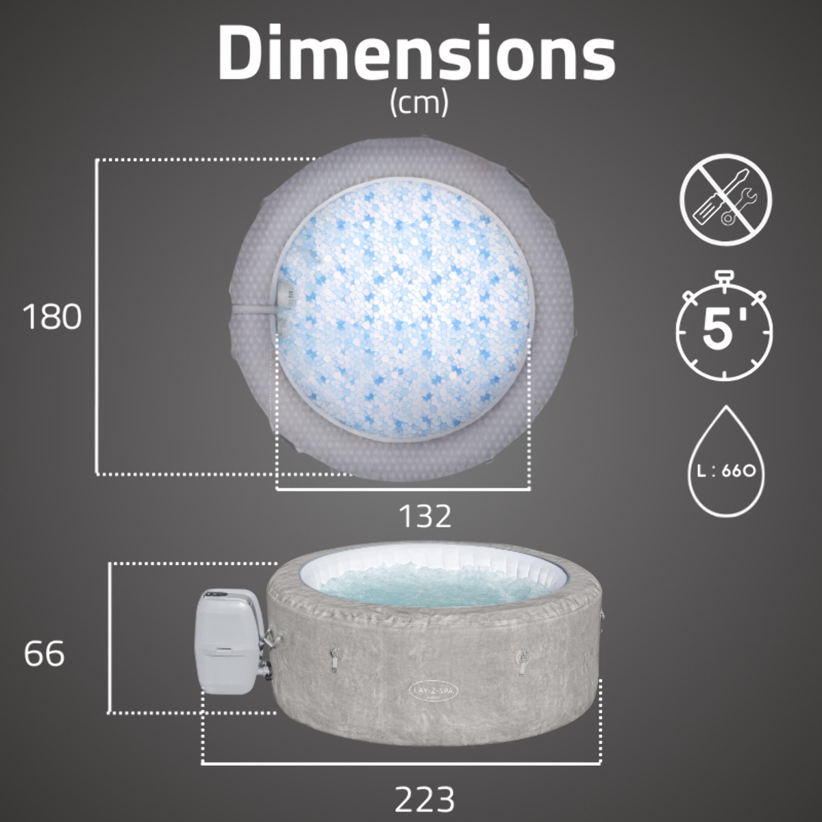 Bestway Spa gonflable rond Lay-Z-Spa Zurich AirJet 2-4 personnes