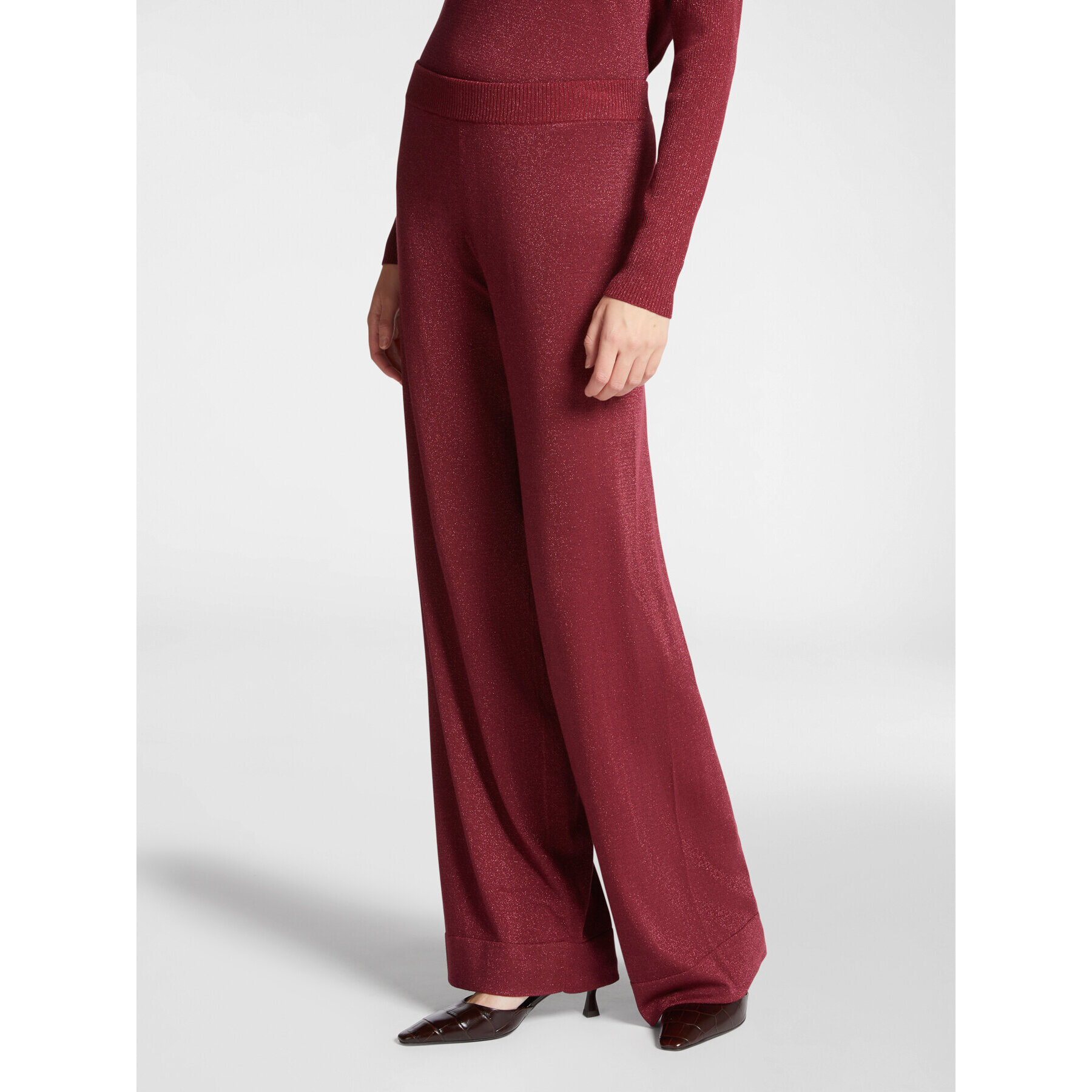 Elena Mirò - Pantaloni lurex in viscosa LENZING™ ECOVERO™ - Bordeaux