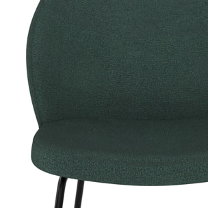 Lot de 2 chaises vertes en tissu bouclette et pied en métal - Groom