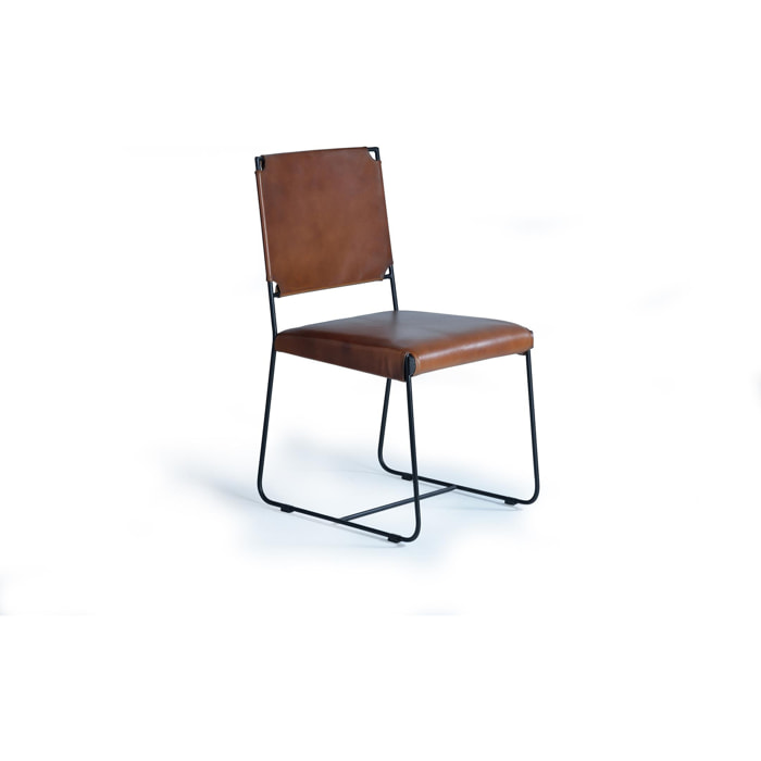 Silla de Piel 46 Cm Estilo Vintage Industrial
