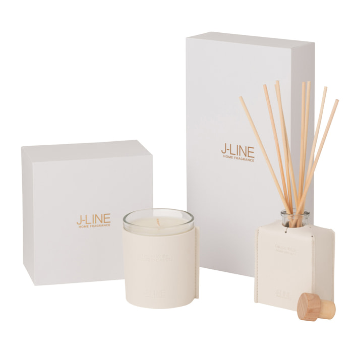 J-Line Bâtonnets parfumés - cuir - blanc - 100ml