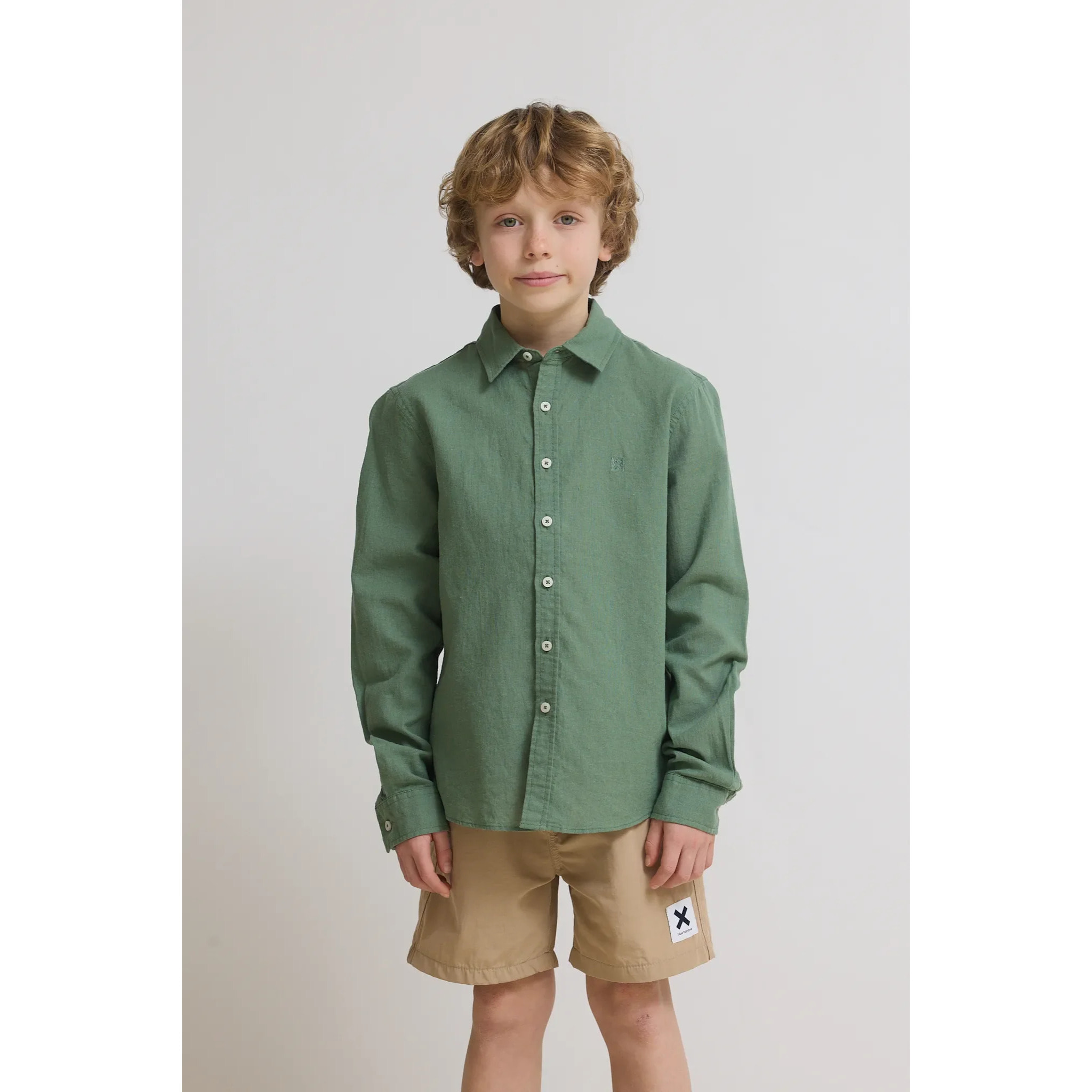 CAMISA KIDS DE LINO PINE GREEN