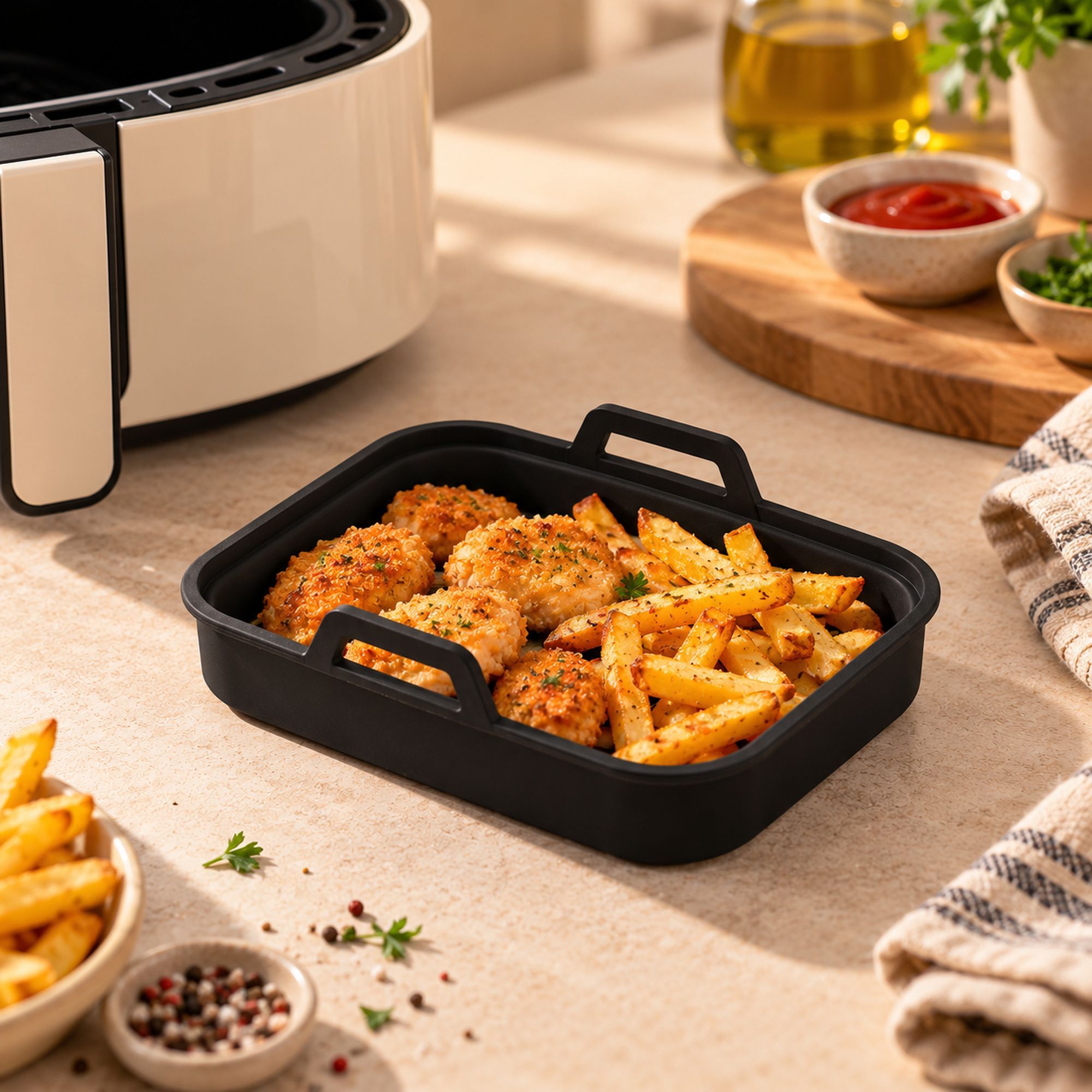 Moule rectangulaire en silicone 23 x 15cm pour friteuse sans huile