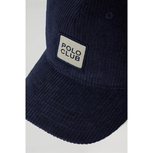 Gorra de pana beisbolera azul marino con logo Polo Club