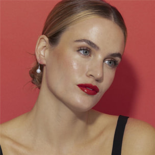 Pendientes con Perla Blanca acabado plata