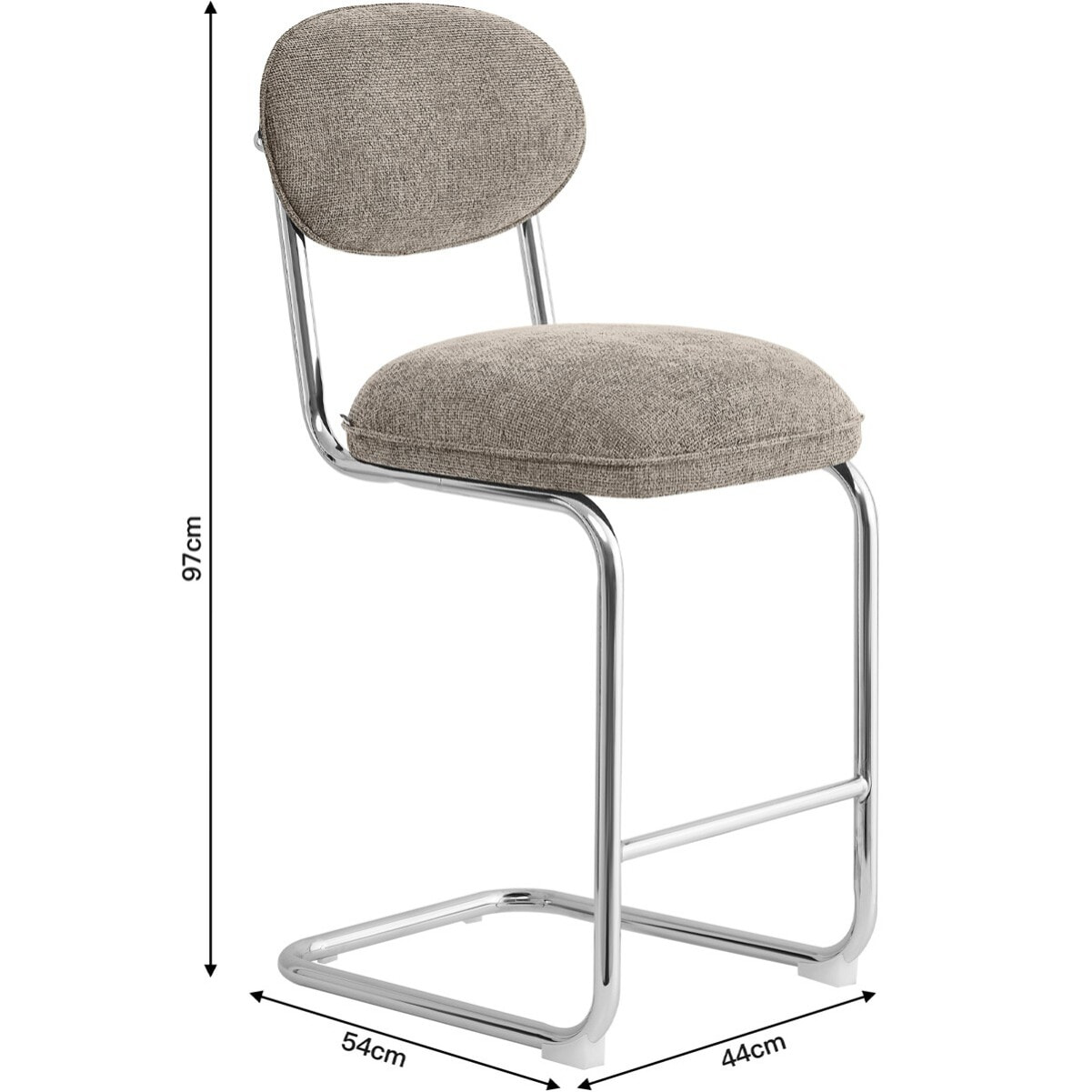 Lot de 2 tabourets de bar chromés en tissu chenille - LOU