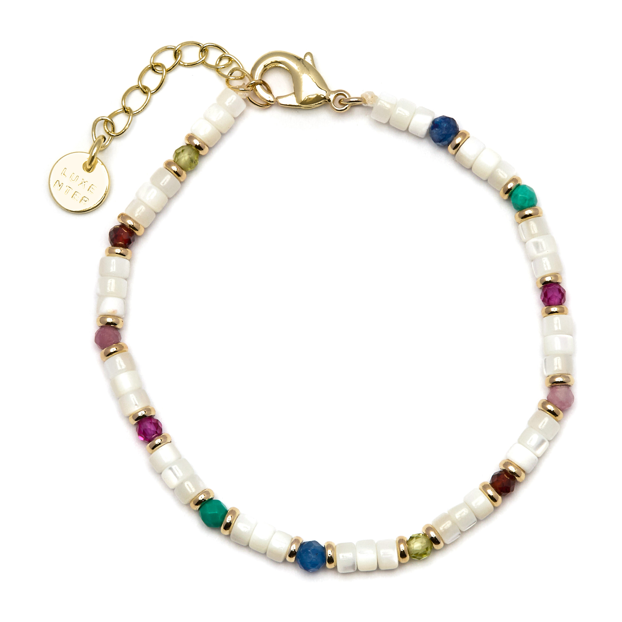 Pulsera con Madreperla Blanca acabado oro 18k