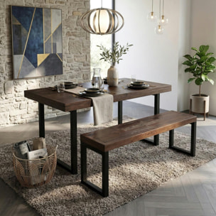 Banc bois brun recyclé pieds métal 140 cm SAMOA