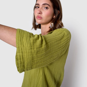 Vestido corto muselina lima