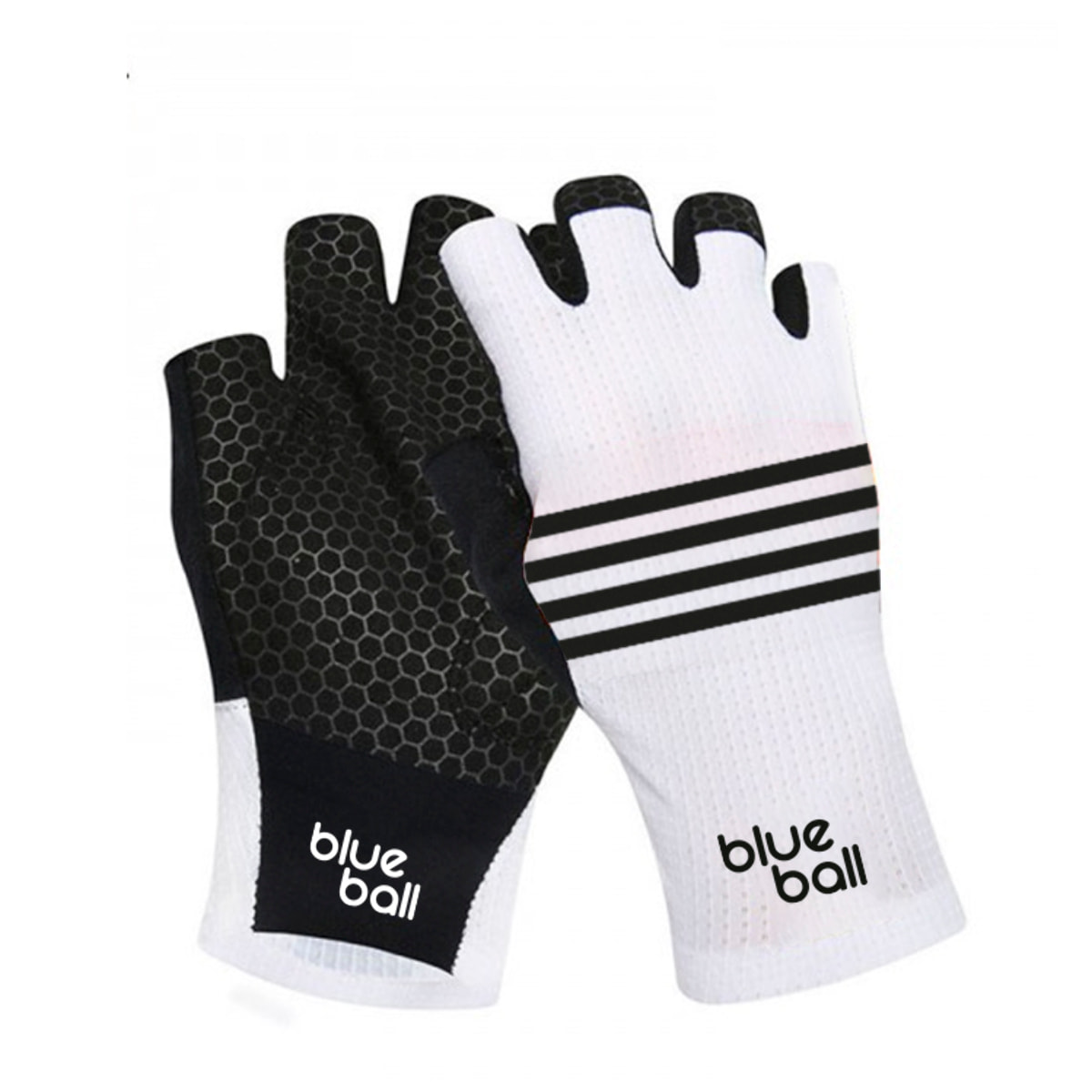 Guantes cortos de ciclismo unisex BLUEBALL Pavé Grip - Blanco y negro