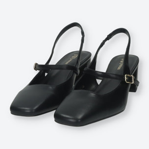 Décolleté sling back Donna Tata Italia Nero