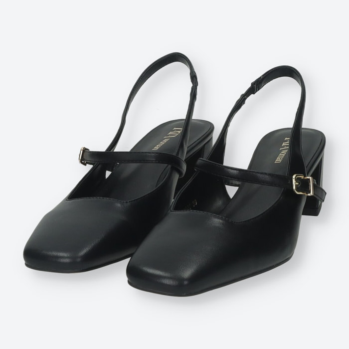 Décolleté sling back Donna Tata Italia Nero