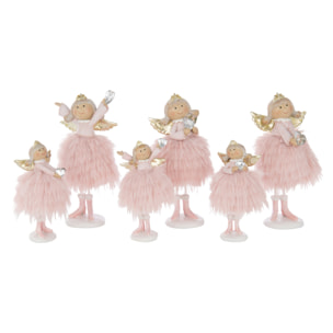 J-Line figurine Ange Coeur - polyrésine - rose - large - 3 pcs