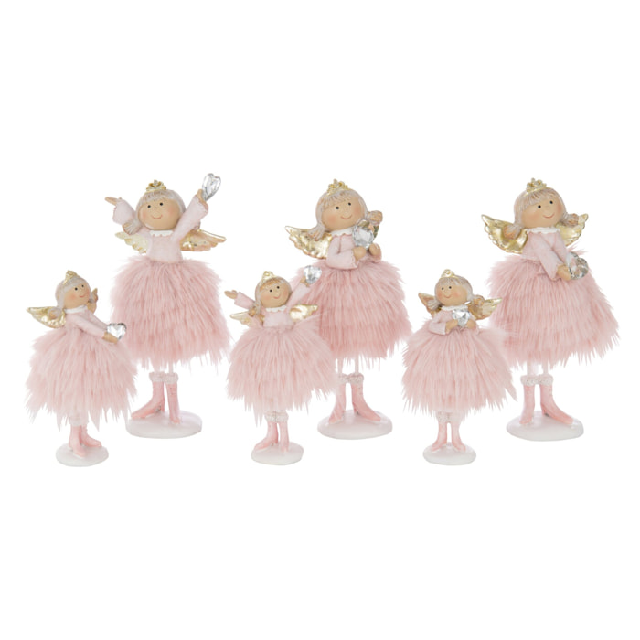 J-Line figurine Ange Coeur - polyrésine - rose - large - 3 pcs