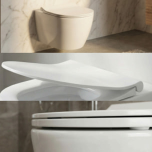 Bello Cuvette suspendue sans bride + Abattant frein de chute, Blanc (BelloRimless)