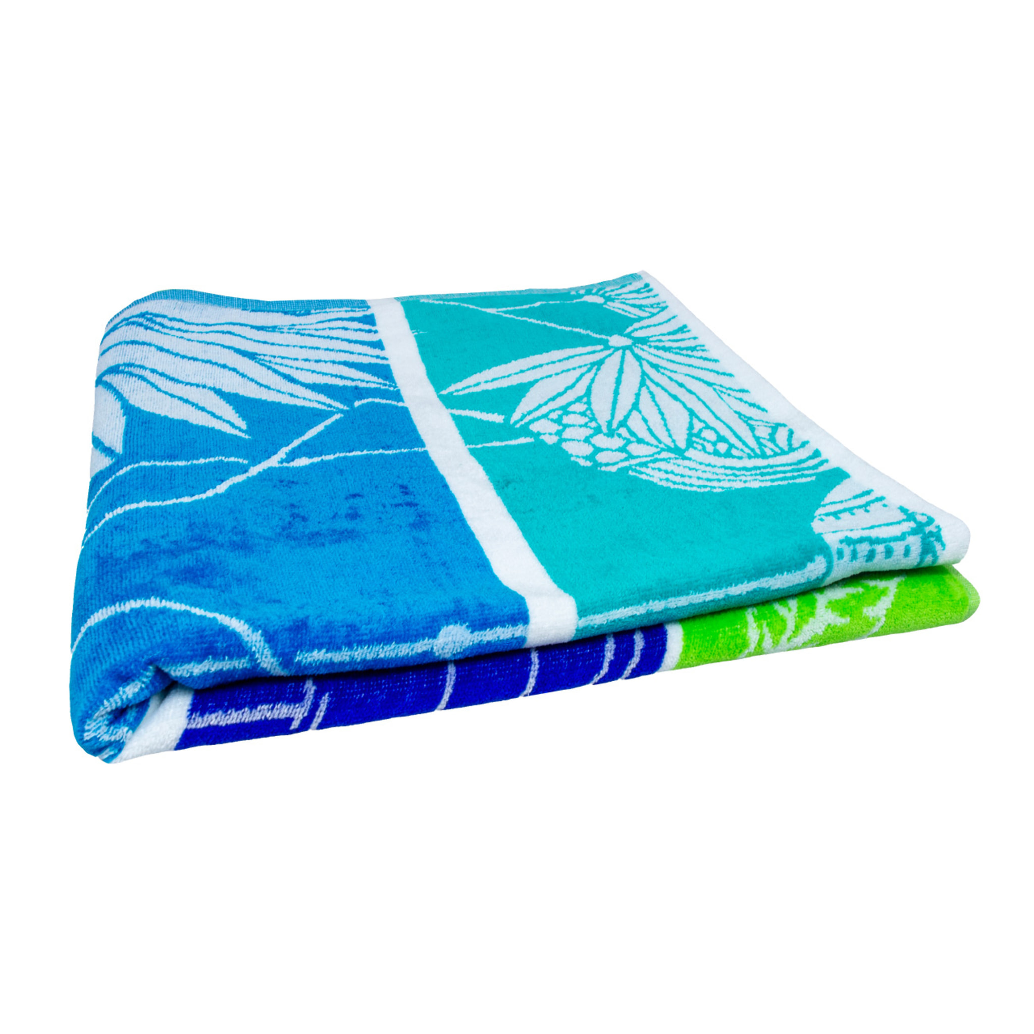 Telo Mare Spugna Jacquard Spiaggia Disegno Flamingo Family