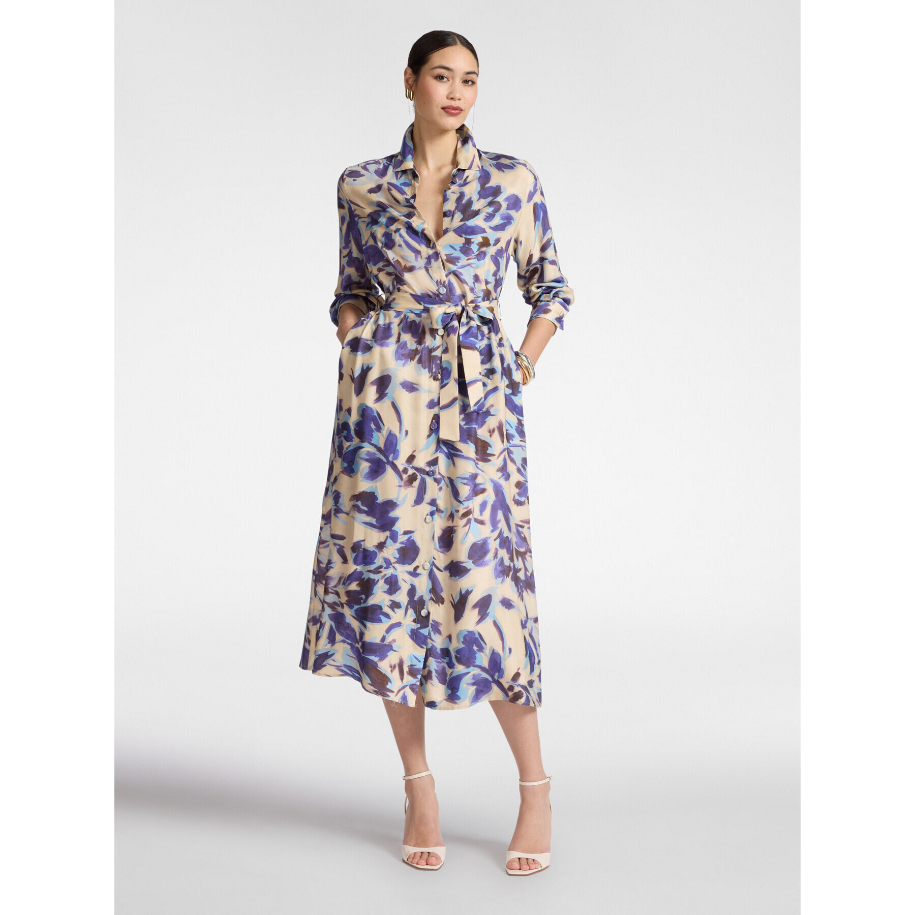 Elena Mirò - Vestido camisero estampado - Violeta