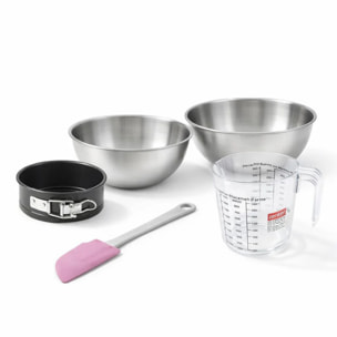 Set pâtisserie avec mini moule à manqué, 2 bols à mixer, verre mesureur et spatule Zenker