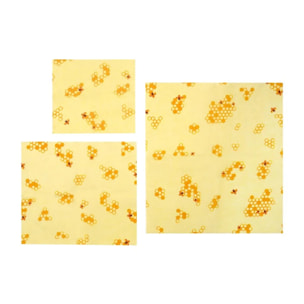 Set de 3 emballages en cire d'abeille Nature