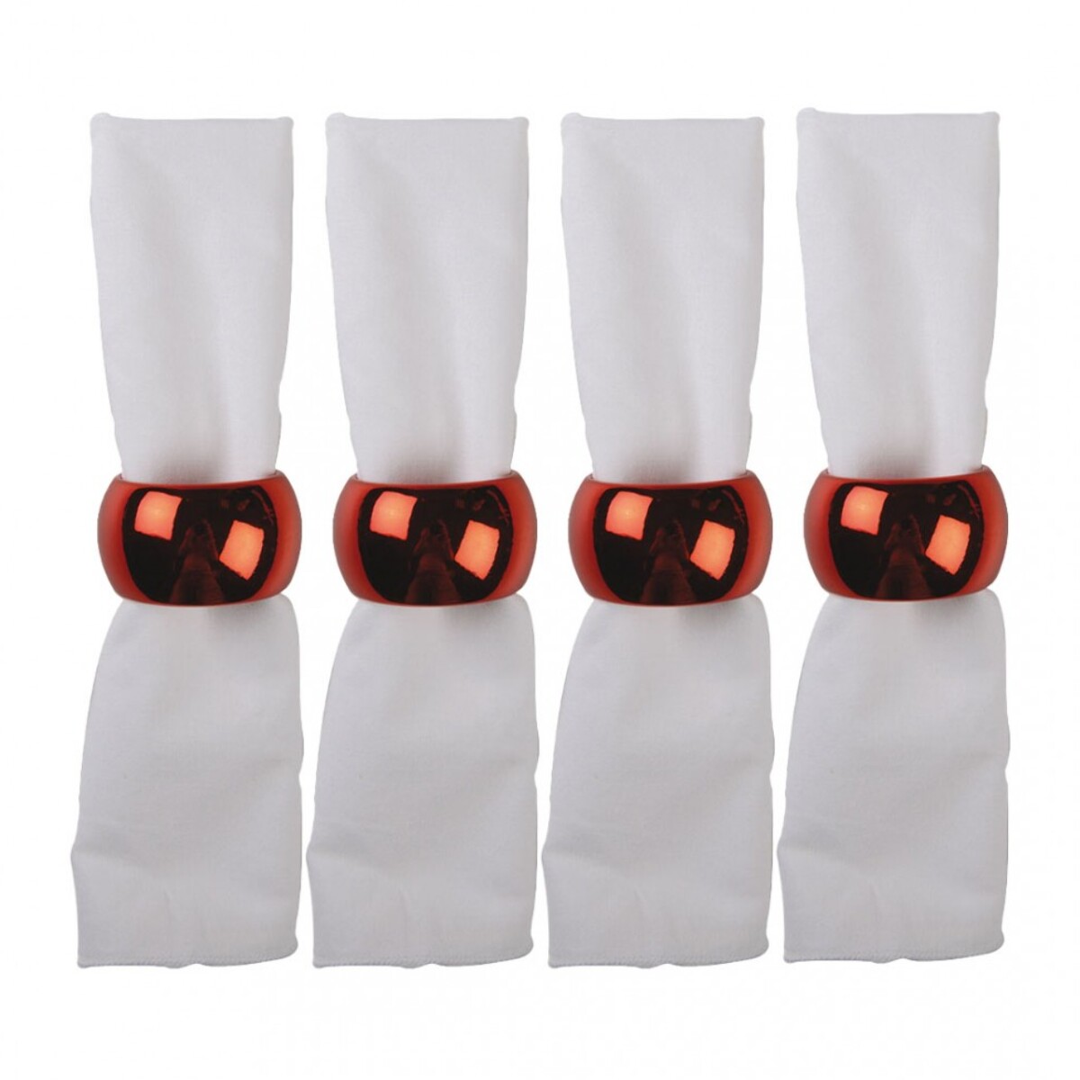 LOT DE 4 RONDS DE SERVIETTES UNI ROUGE