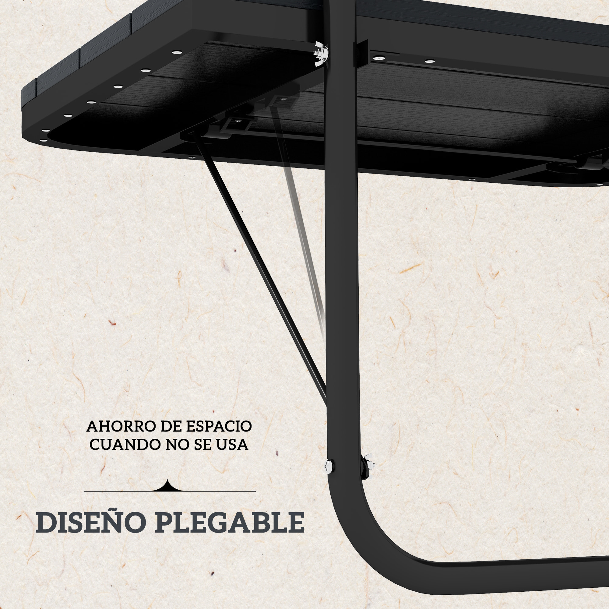 Mesa Colgante de Balcón, Mesa Plegable para Balcón de Aluminio para Barandilla, con Altura Ajustable en 4 Niveles, Adaptable a 4 Anchos, Carga 25 kg, para Jardín, 60x40x55-64 cm, Negro