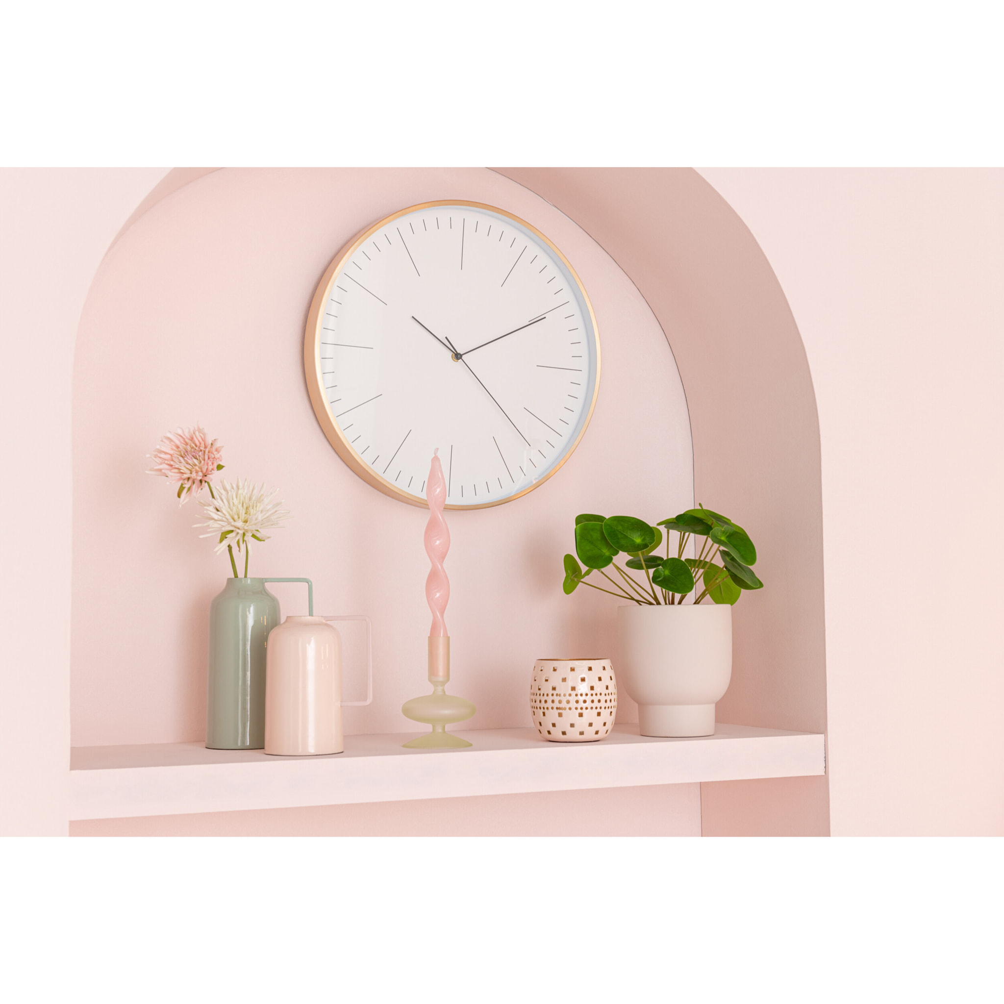 J-Line photophore Perfore - métal - rose clair/beige - 2 pcs