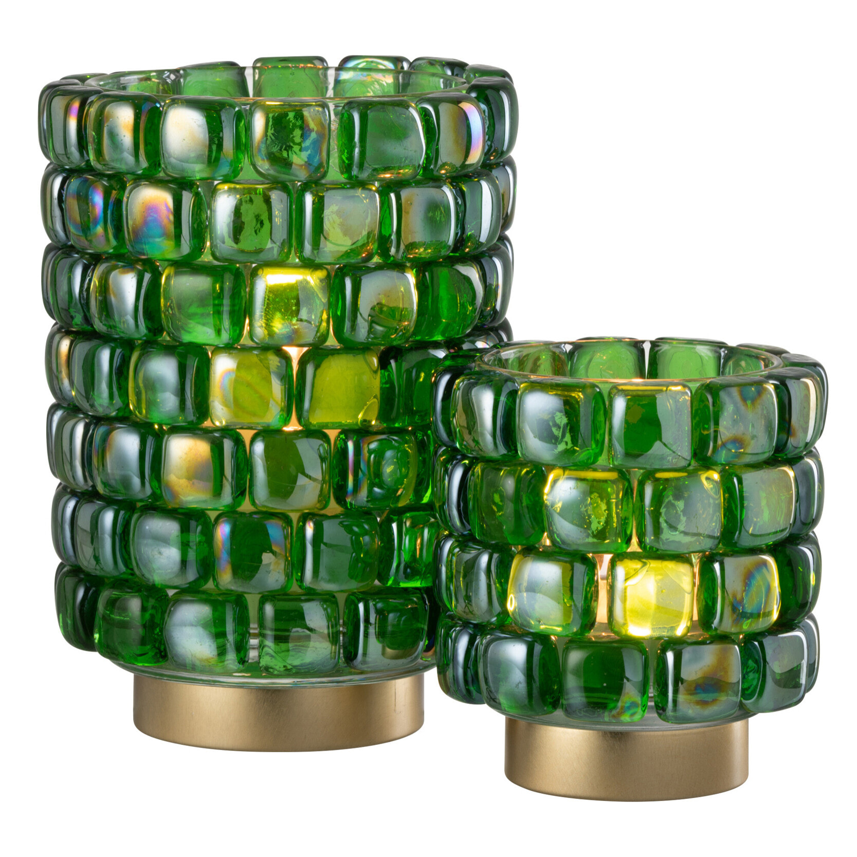 J-Line bougeoir Carré Mosaïque - verre - vert - large