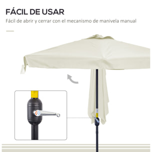 Sombrilla Rectangular 230x130x249 cm Parasol para Pared Media Sombrilla con Manivela Protección UV Impermeable Sombrilla para Balcón Terraza Jardín Crema