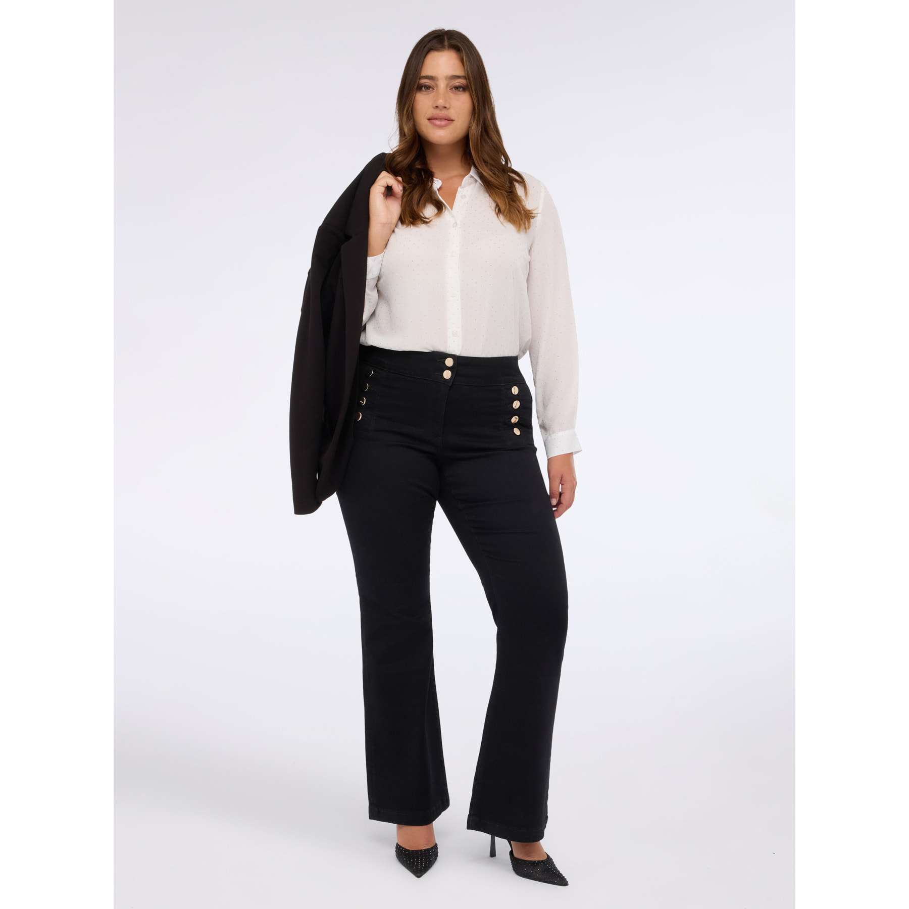 Fiorella Rubino - Camicia in georgette con micro borchie - Bianco