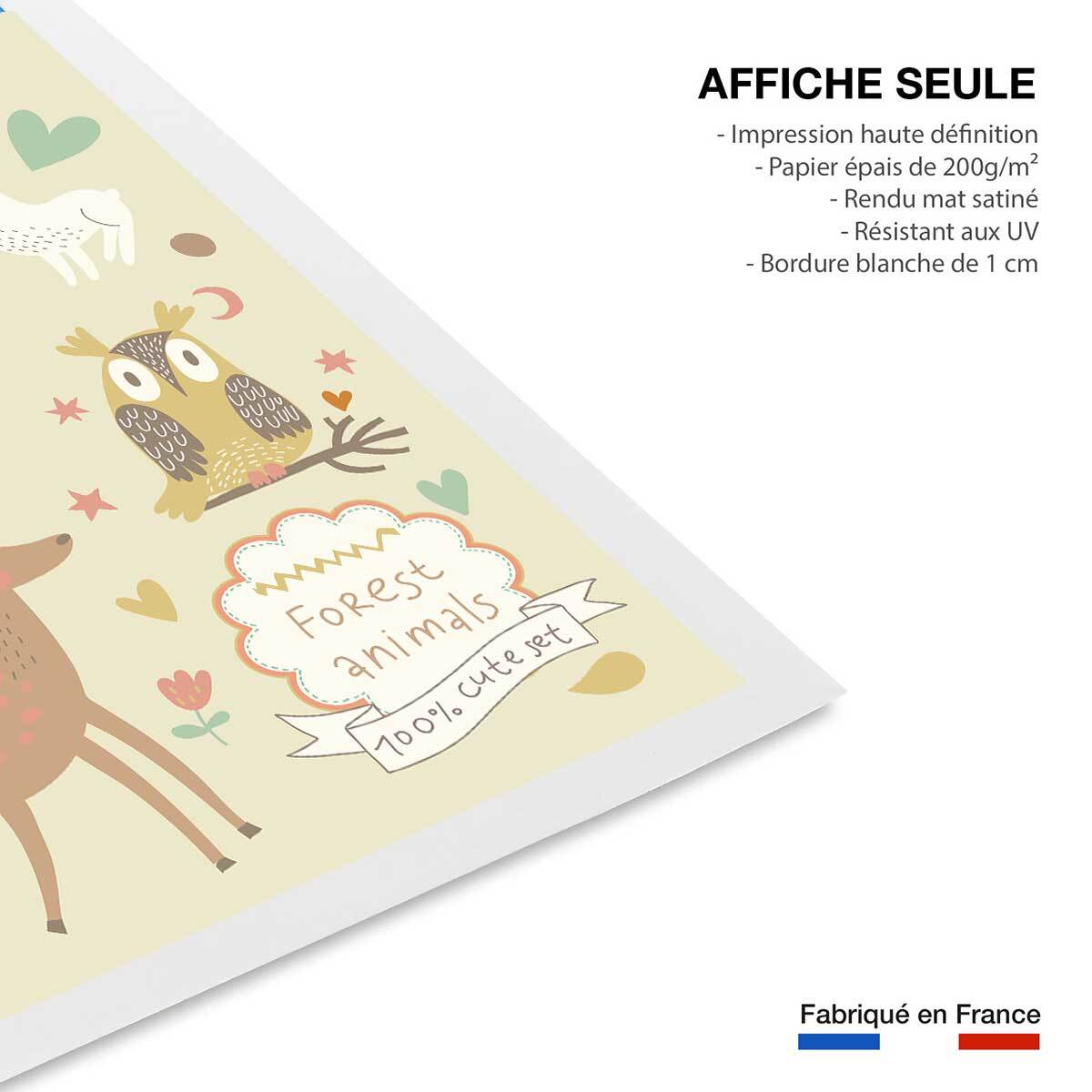 Affiche enfant cute set forest animals Affiche seule