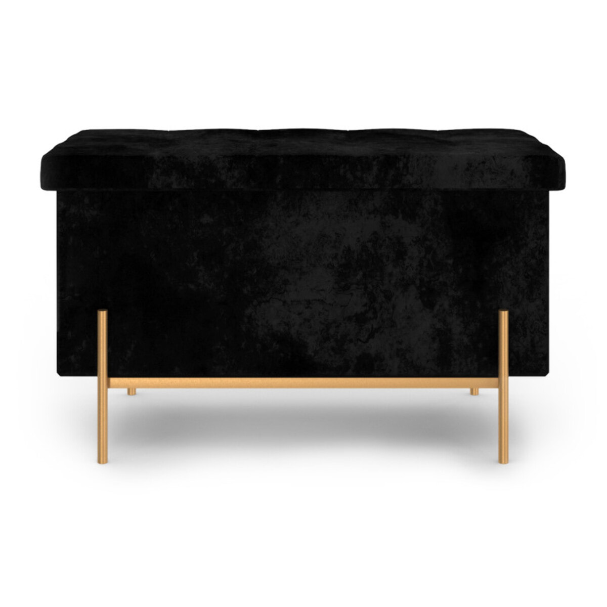 Banc coffre avec pieds dorés Loan en velours noir 76cm