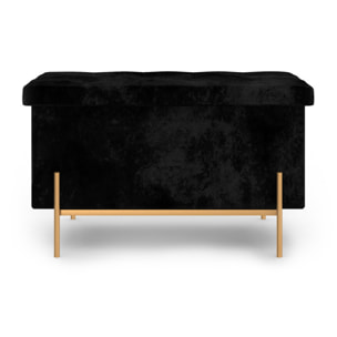 Banc coffre avec pieds dorés Loan en velours noir 76cm