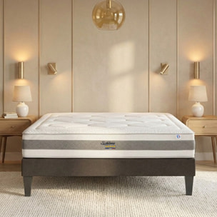 Ensemble Matelas Sublime & Sommier KIT15, 22 cm, Mémoire de Forme, technologie Tri-Lattes, Soutien Mi-Ferme