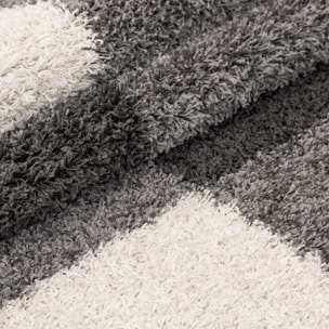 Tapis poils longs shaggy tissé motif géométrique NICO