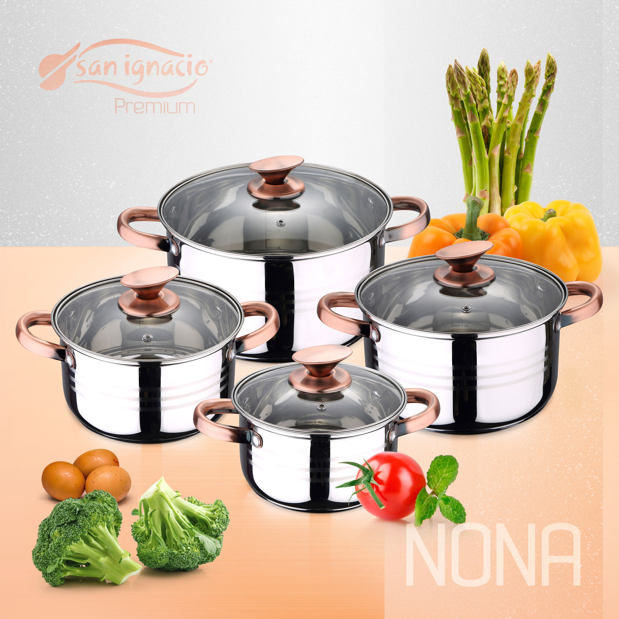 PACK DE 3 SARTENES Ø20/24 y 28 cms + BATERÍA DE COCINA 8PC EN ACERO INOXIDABLE