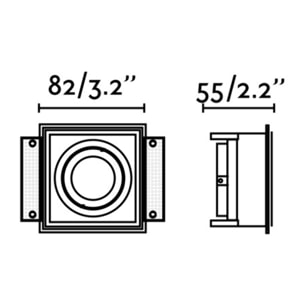 HYDE SQ Lámpara empotrable blanco cuadrado orientable sin marco