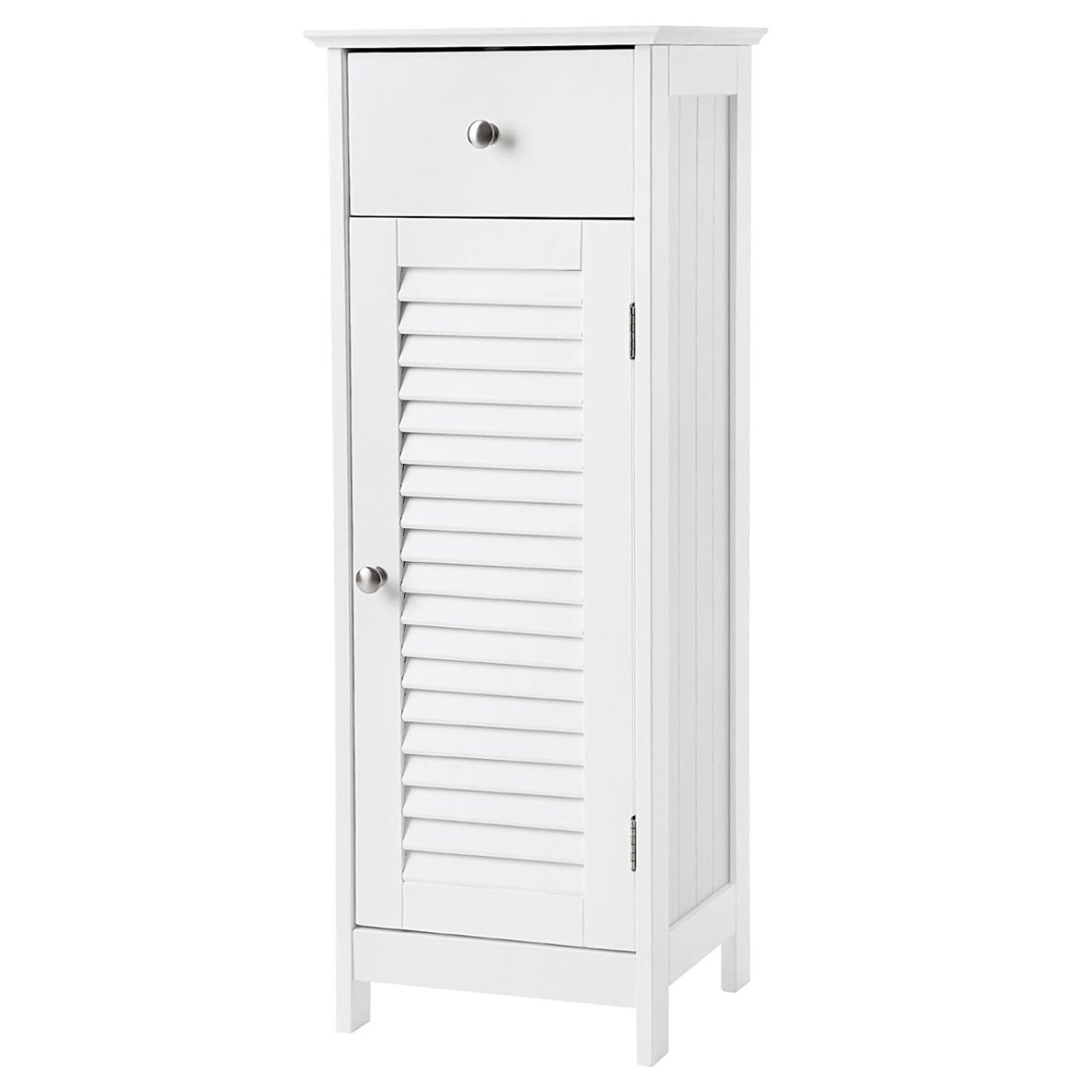 Colonna Bagno Bianca con Cassetto e Ante a Persiana - MDF