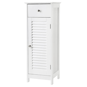 Colonna Bagno Bianca con Cassetto e Ante a Persiana - MDF