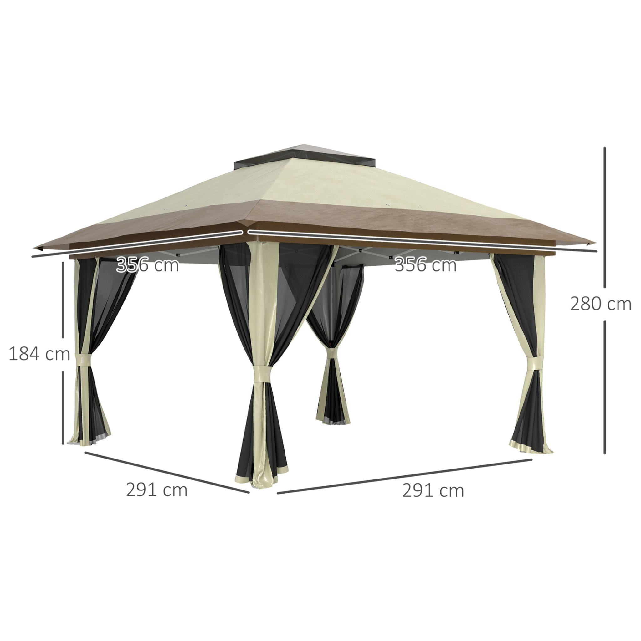 Carpa Plegable Gazebo 3,6x3,6 m Cenador Plegable con 4 Paredes Laterales de Malla Anti-UV Altura Ajustable Bolsa de Arena y Bolsa de Transporte para Camping Fiestas