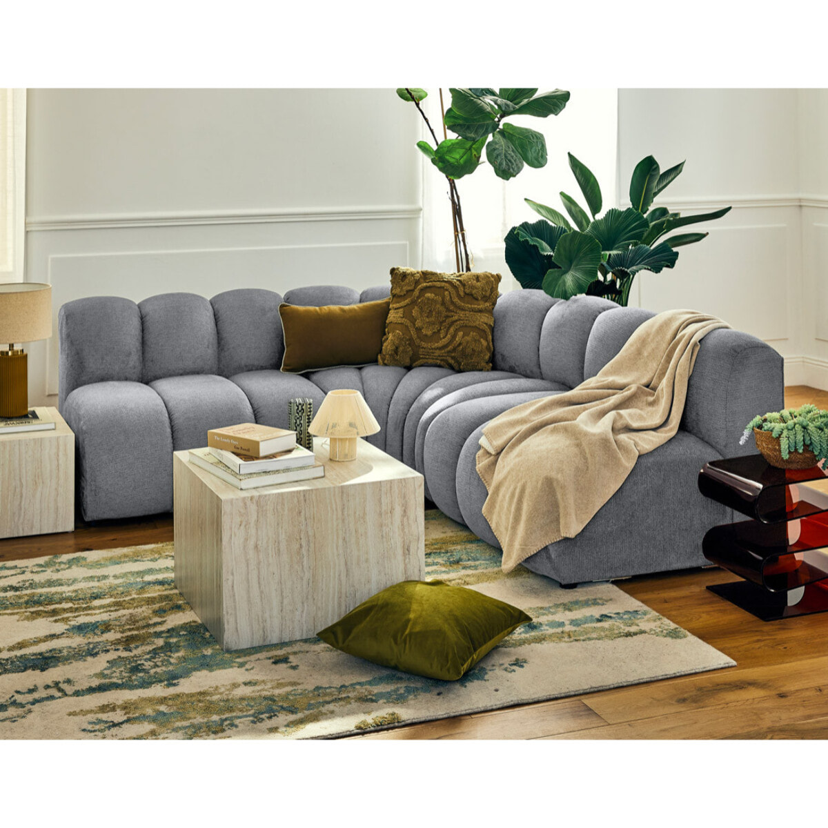 Debbie - module d'assise sans accoudoirs en tissu texturé - Gris