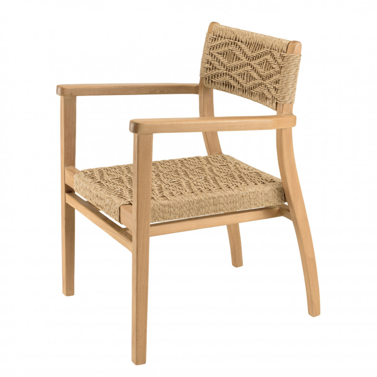 VALERIA - Lot de 2 fauteuils jardin teck rotin synthétique motif losange