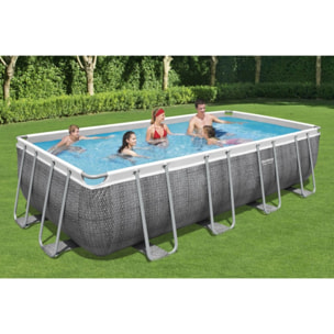 Bestway Piscine hors sol tubulaire rectangulaire Bestway Power Steel 549 x 274 x 122 cm décor rotin gris