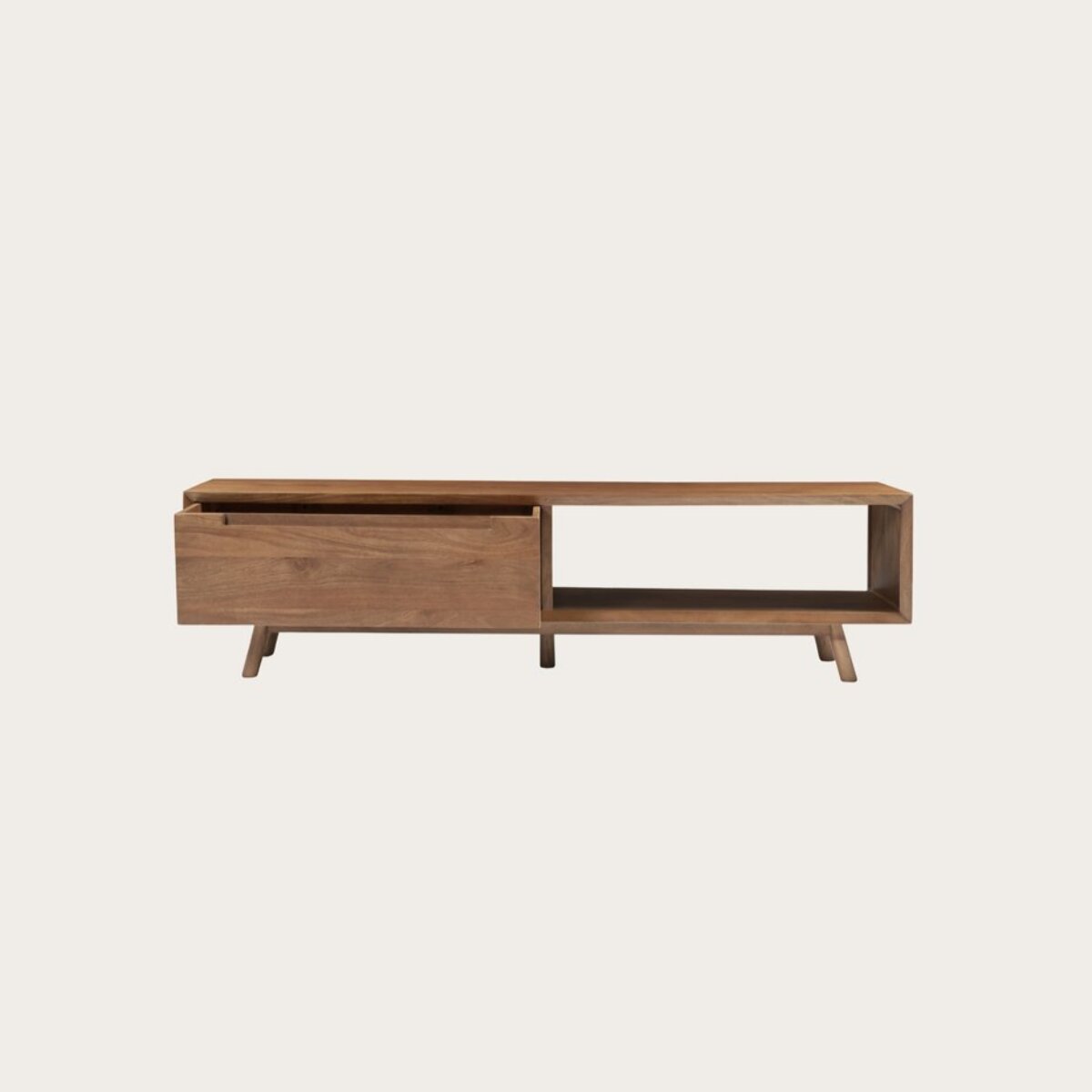 Meuble tv Tanubi -bois massif de manguier-couleur noyer 170 x 45 x 40 cm