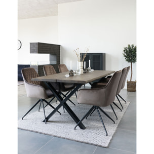 Sedia da pranzo girevole Harbo in velluto mushroom con base nera