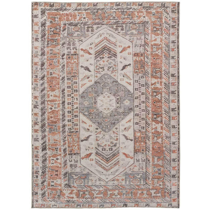 MANDALA Alfombra étnica en estilo vintage en tonos terra, varias medidas disponibles.