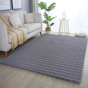 LAPONIE - Tapis uni doux en relief Gris