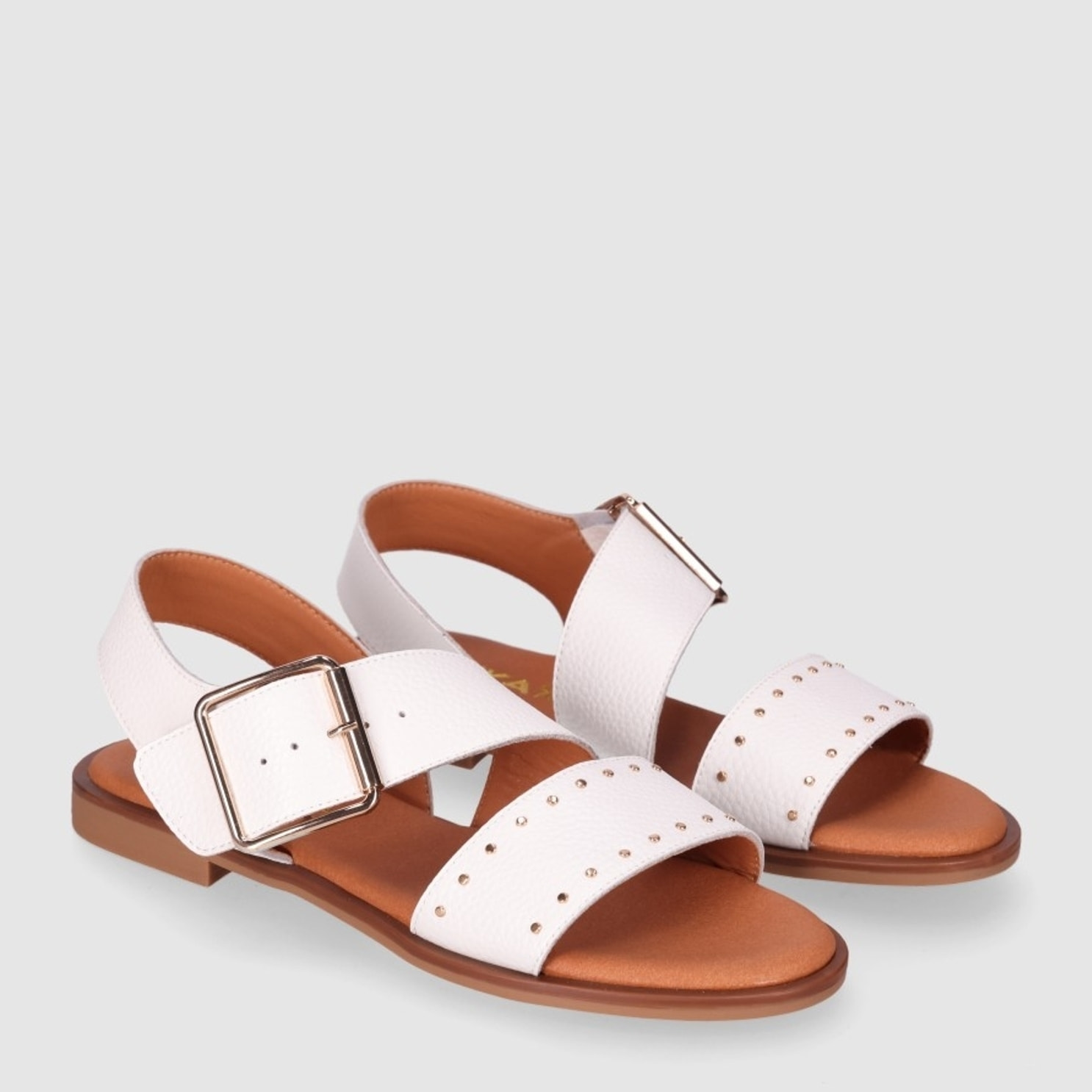 Sandalias de Piel - Blanco - Tacón: 1 cm
