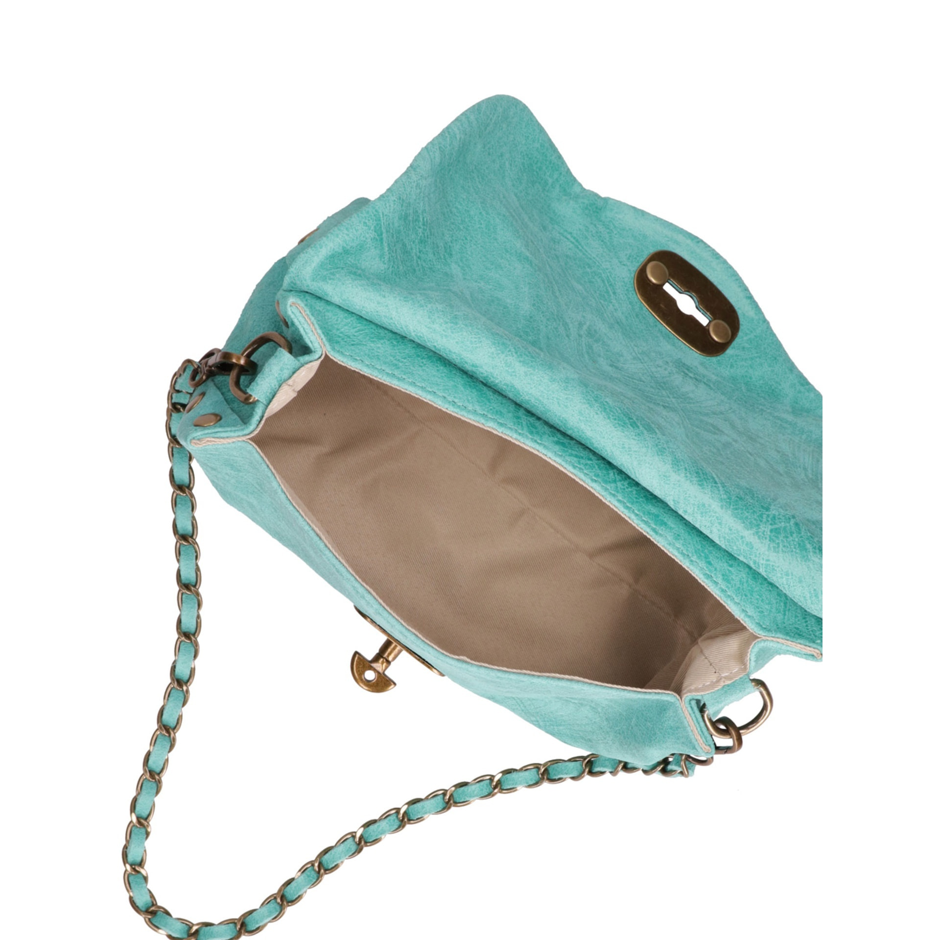 Borsa a tracolla da donna Made in Italy - Modello Floralia Lux - Pelle scamosciata - 25.0 x 15.0 x 11.0 cm