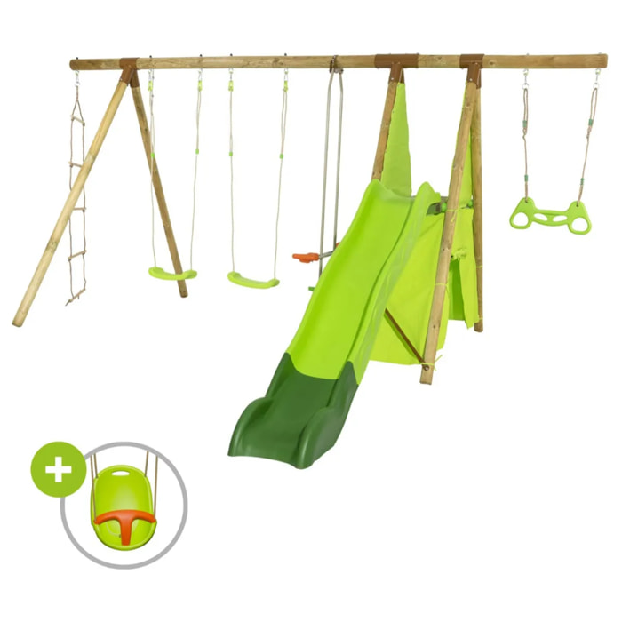 Balançoire en bois 2,30 m Topwood VAKI - 8 enfants