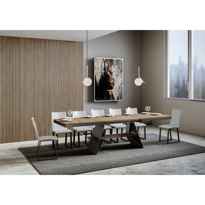 Table extensible 90x180/440 cm Baita Evolution Chêne Nature cadre Anthracite